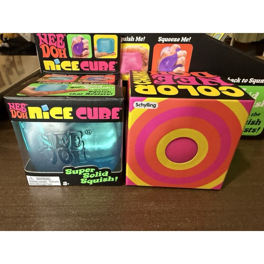 NEW SCHYLLING NEEDOH COLOR CHANGING BALLS PINK Blue LOT OF 2 Nee Doh Nice Cube